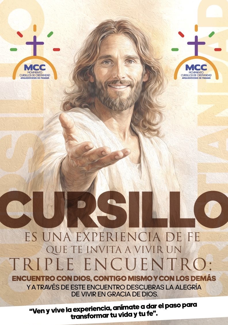 Cristo extendiendo la mano como invitación al Cursillo de Cristiandad